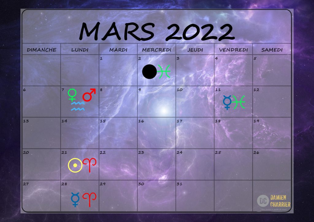 A observer dans le ciel de mars 2022